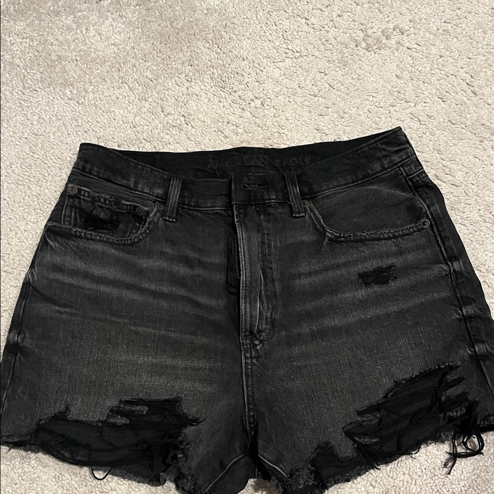 American Eagle Outfitters Black Distressed Jean Shorts